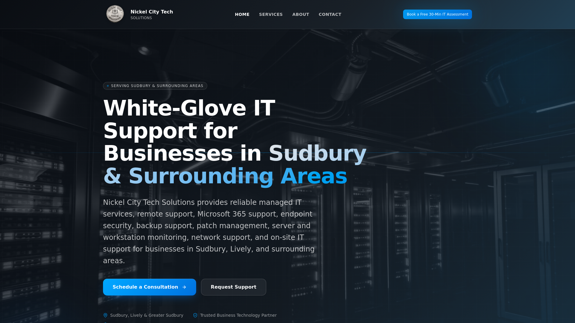 website screenshot of https://nickelcitytechsolutions.com/