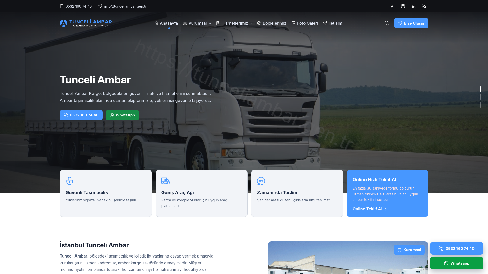 website screenshot of https://tunceliambar.gen.tr/