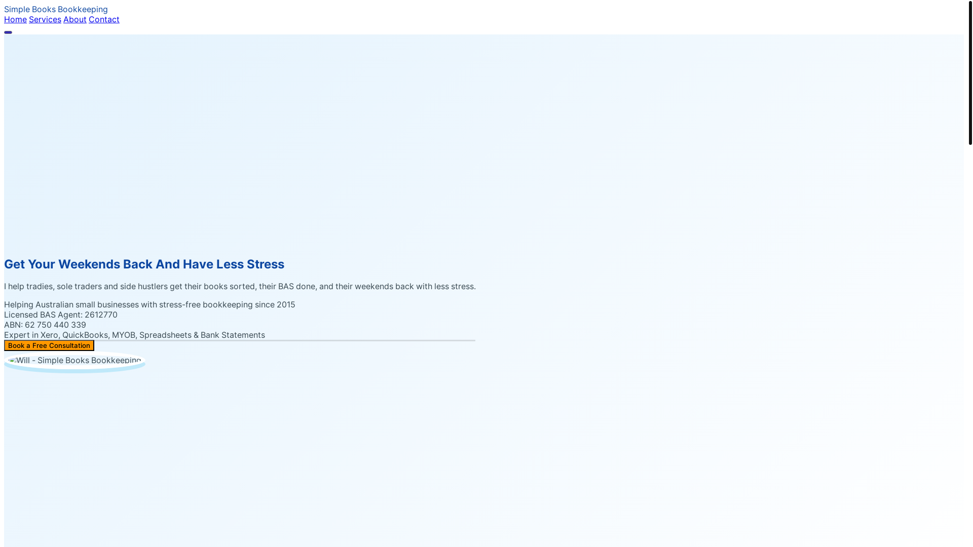 website screenshot of https://simplebooksbookkeeping.com.au/