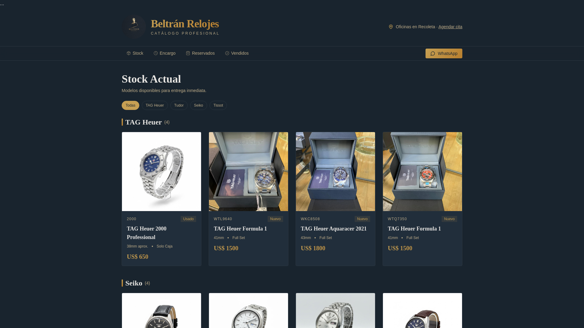 website screenshot of https://beltranrelojes.site