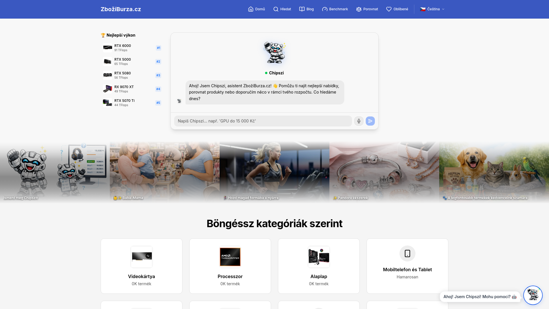 website screenshot of https://zboziburza.cz/