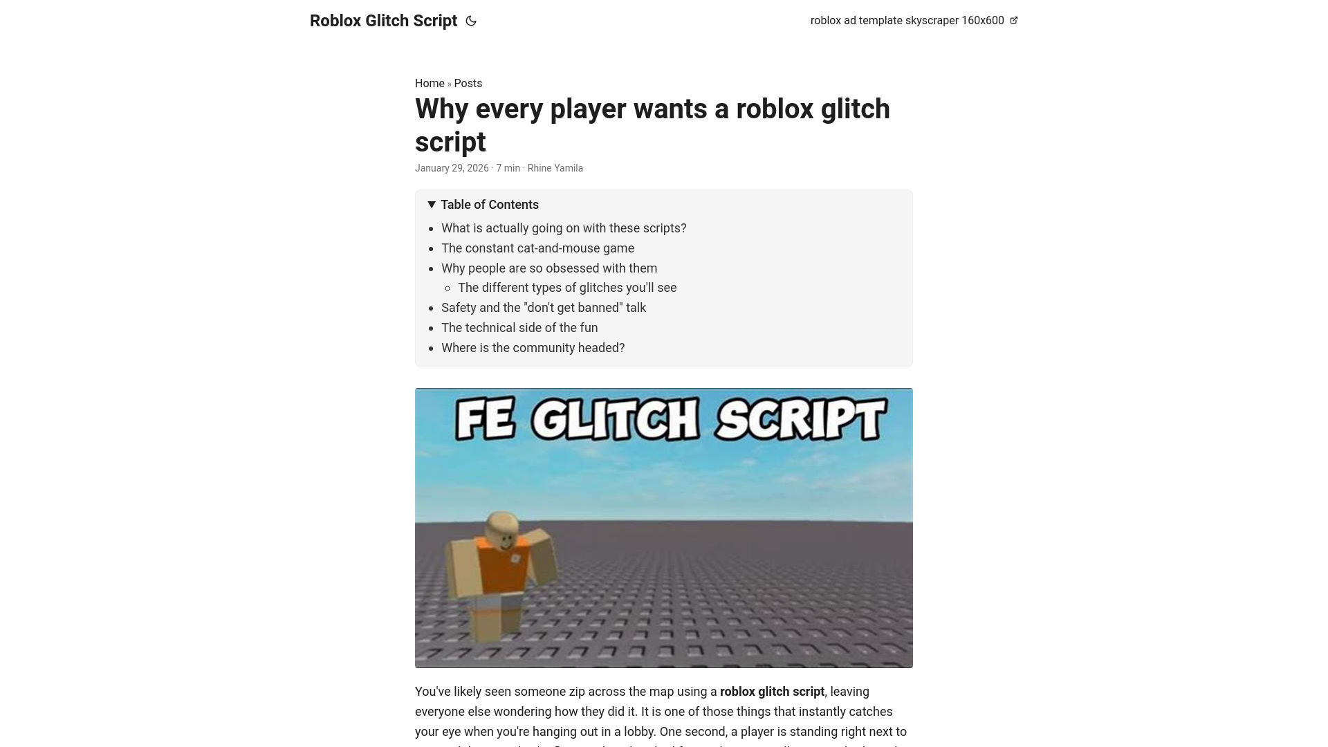 website screenshot of https://roblox-glitch-script.pages.dev/