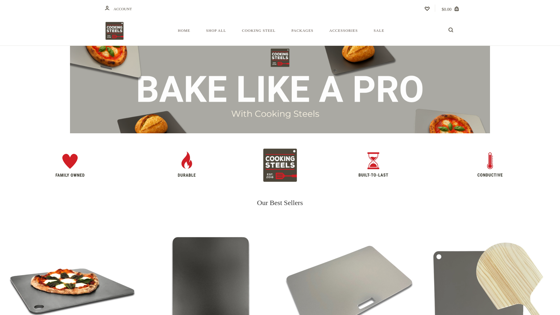 website screenshot of https://www.cookingsteels.com