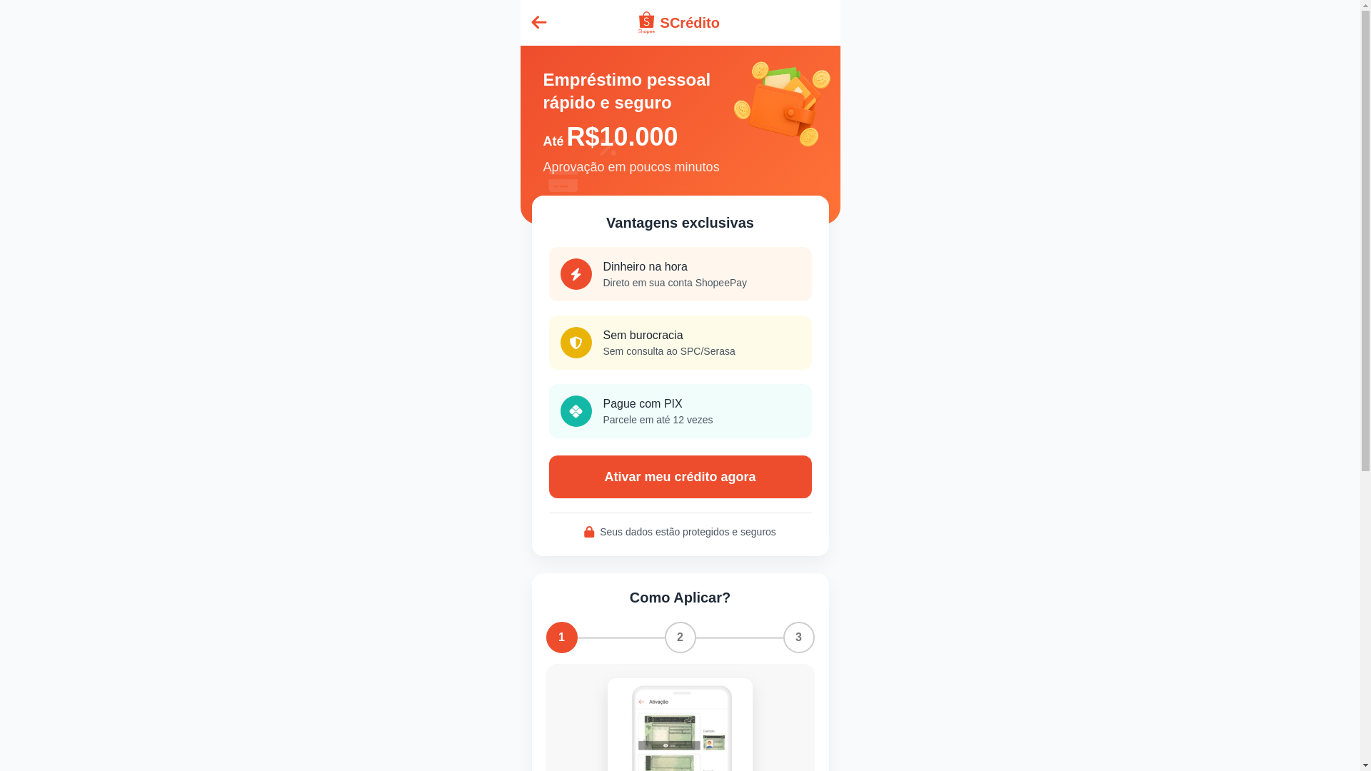 website screenshot of https://shopee-credito.online/
