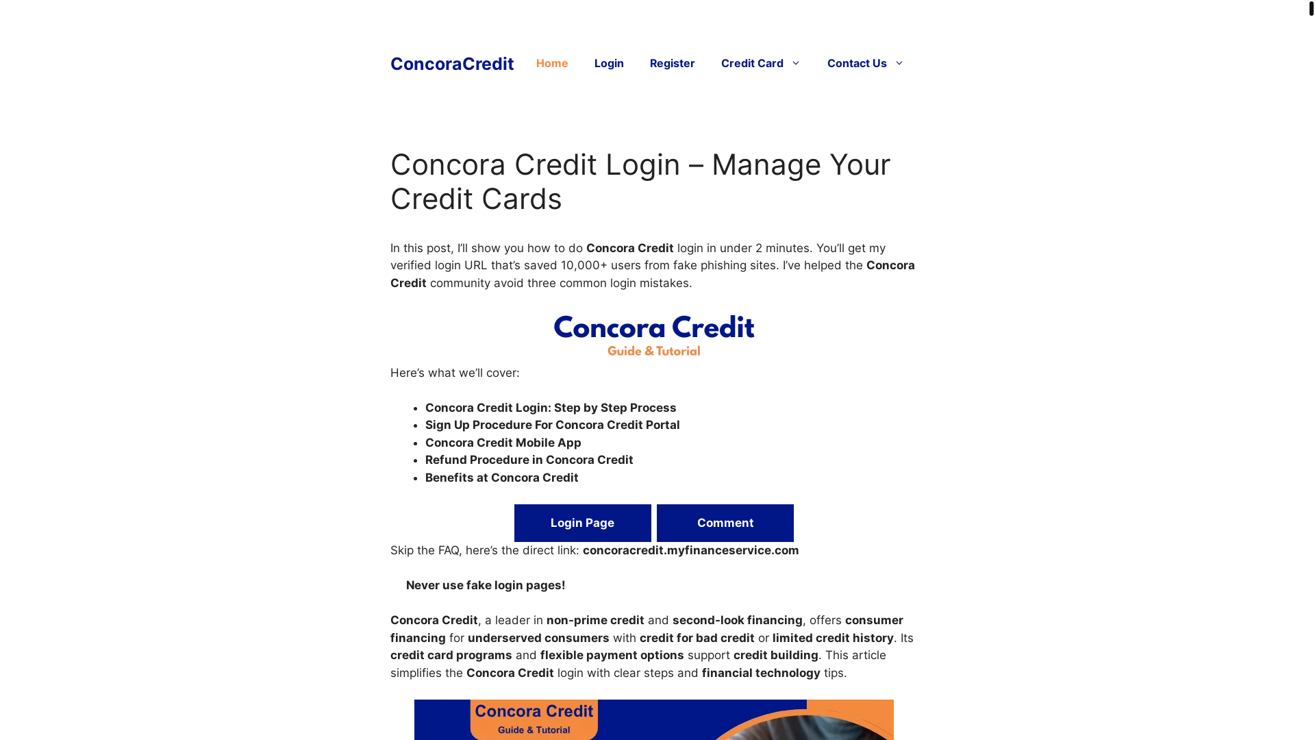 website screenshot of https://www-concoracredit.com/