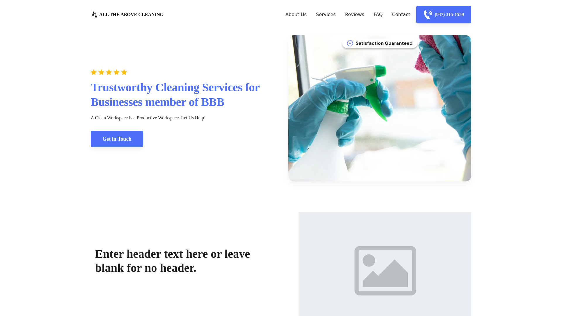website screenshot of https://alltheabove-cleaning.com/