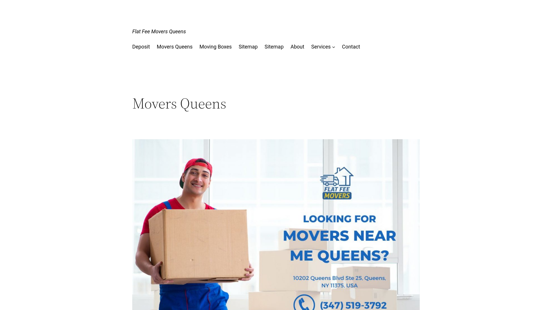 website screenshot of https://queens.flatfeemovers.net