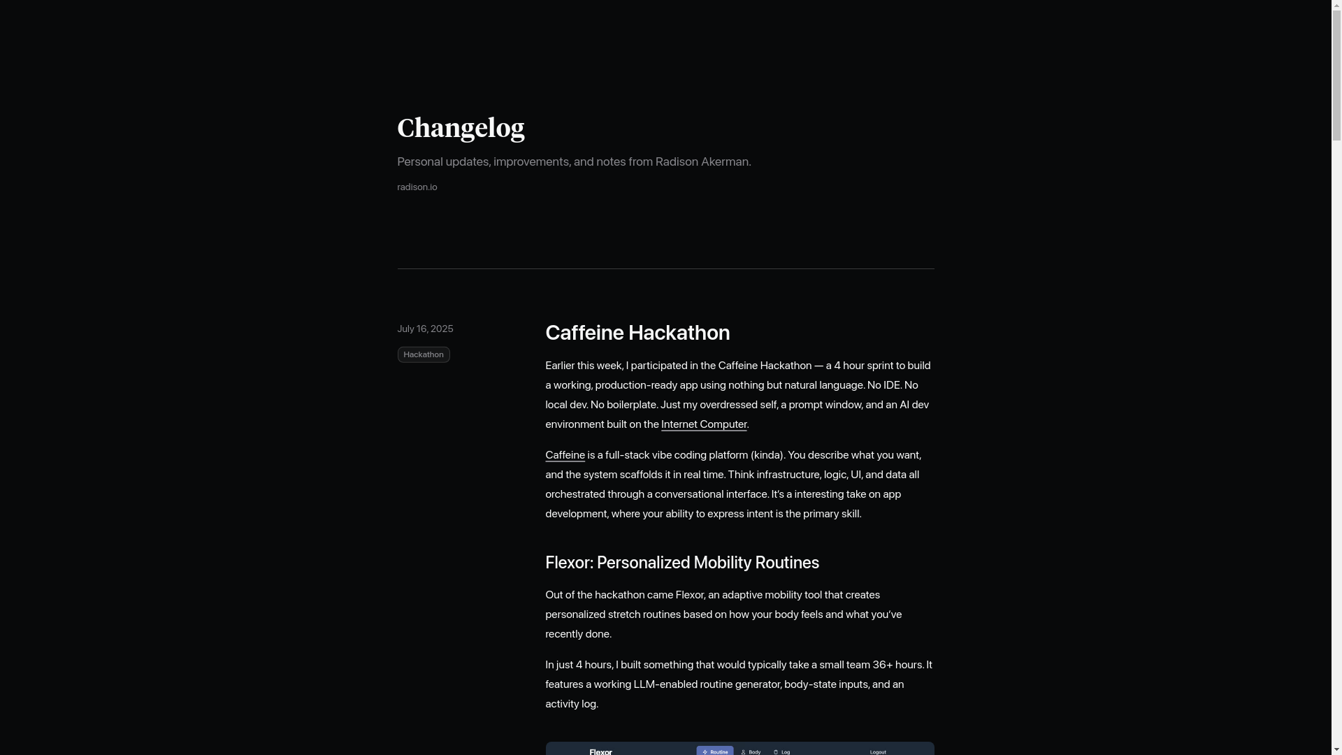 website screenshot of https://changelog-avt.pages.dev/