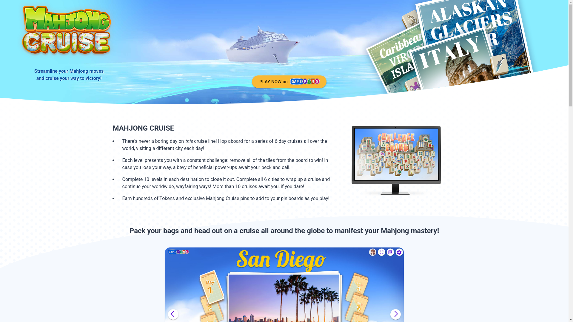 website screenshot of https://mahjongcruise.com/