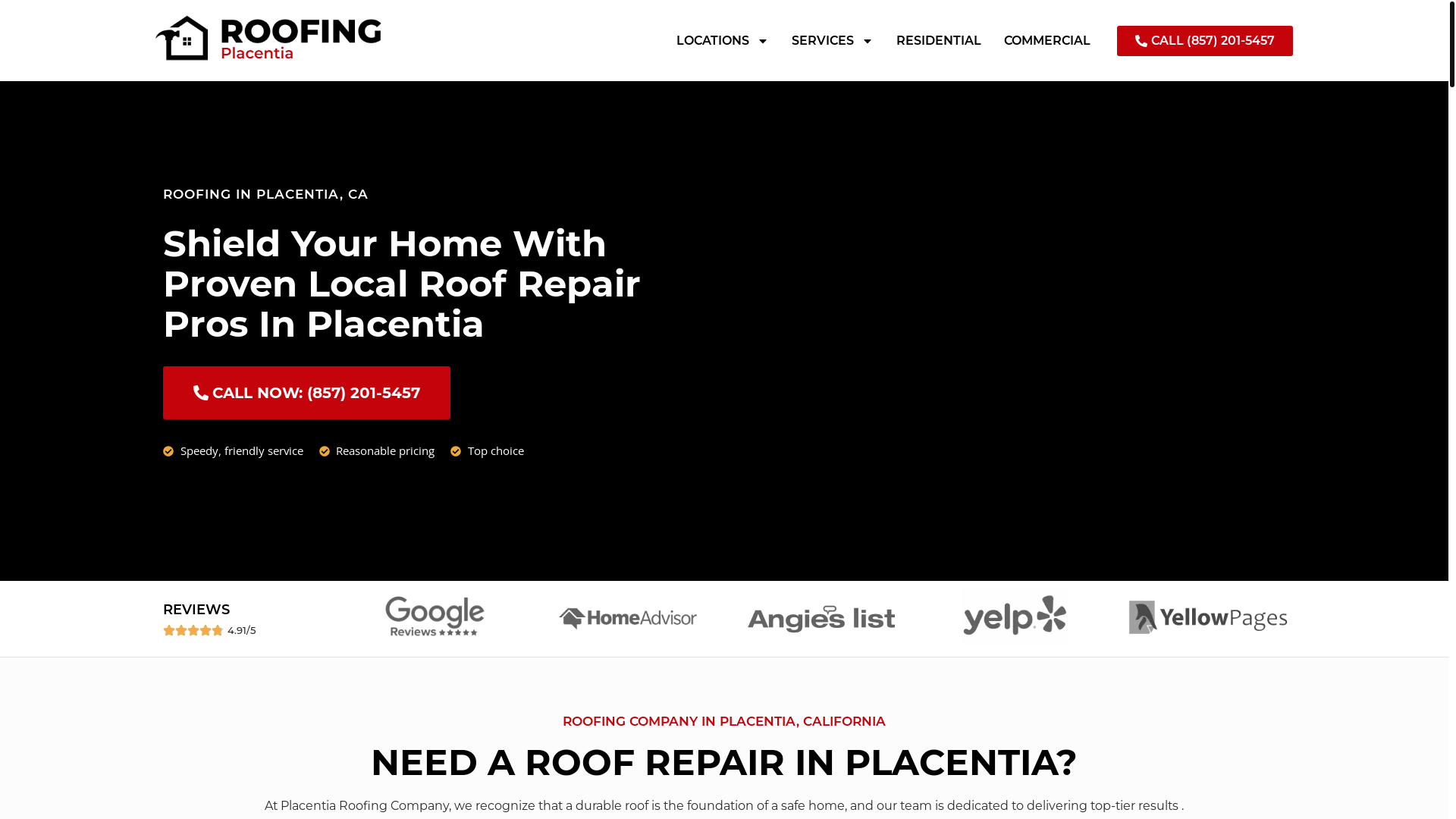 website screenshot of https://roofingplacentia.com/