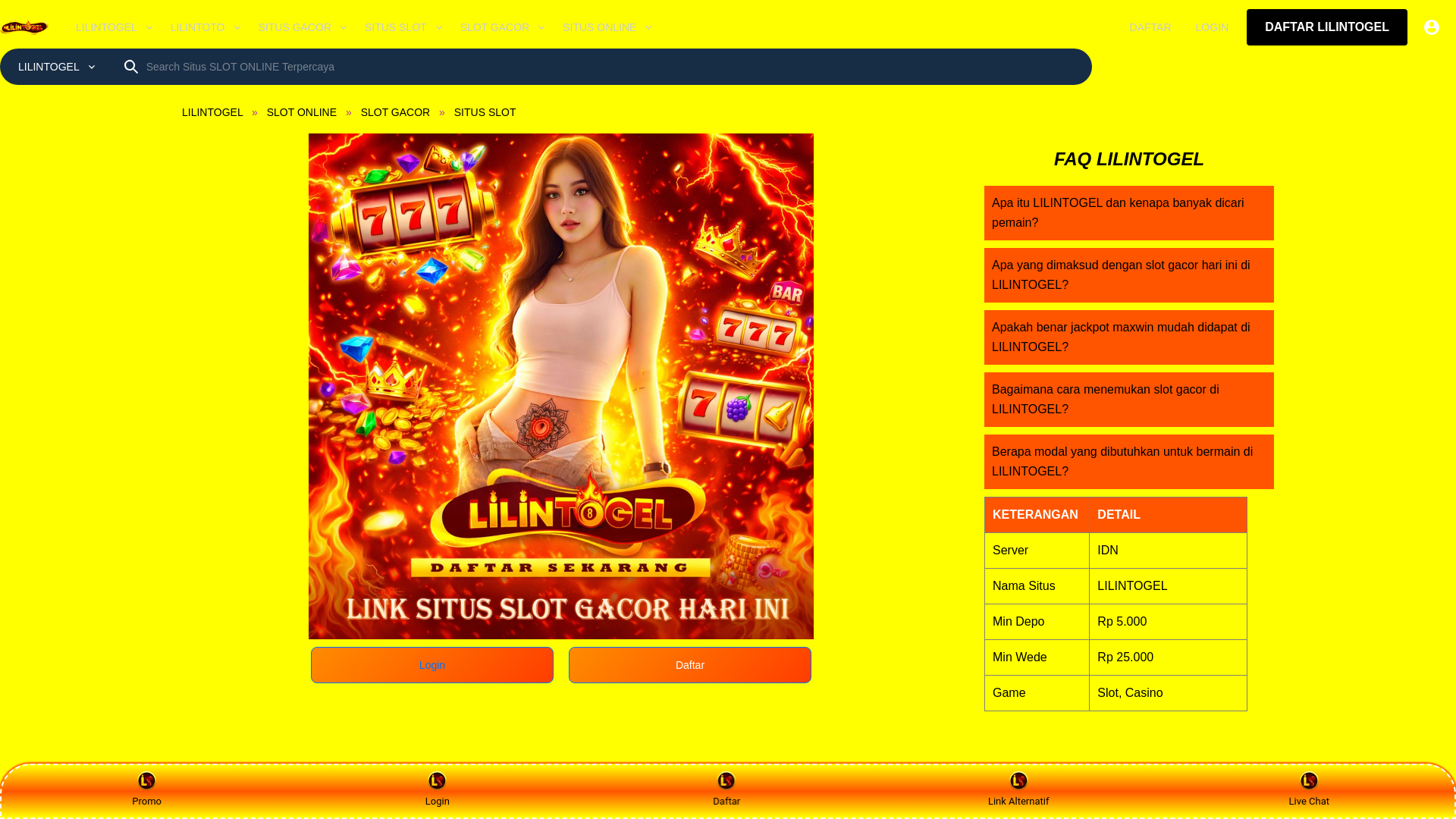 website screenshot of https://lilintoto.co.uk