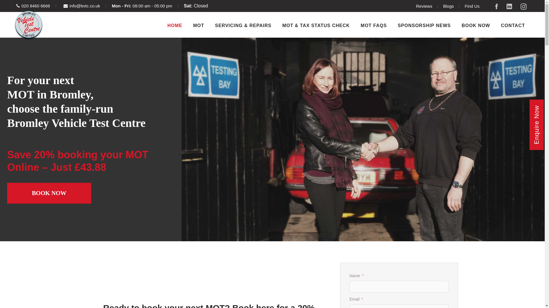 website screenshot of https://vehiclemot.uk/