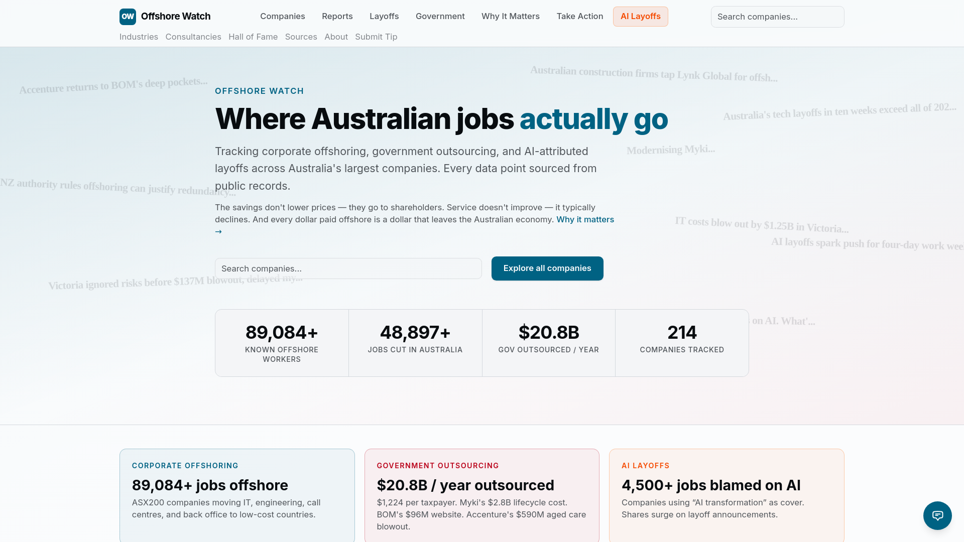 website screenshot of https://offshore-watch.com/