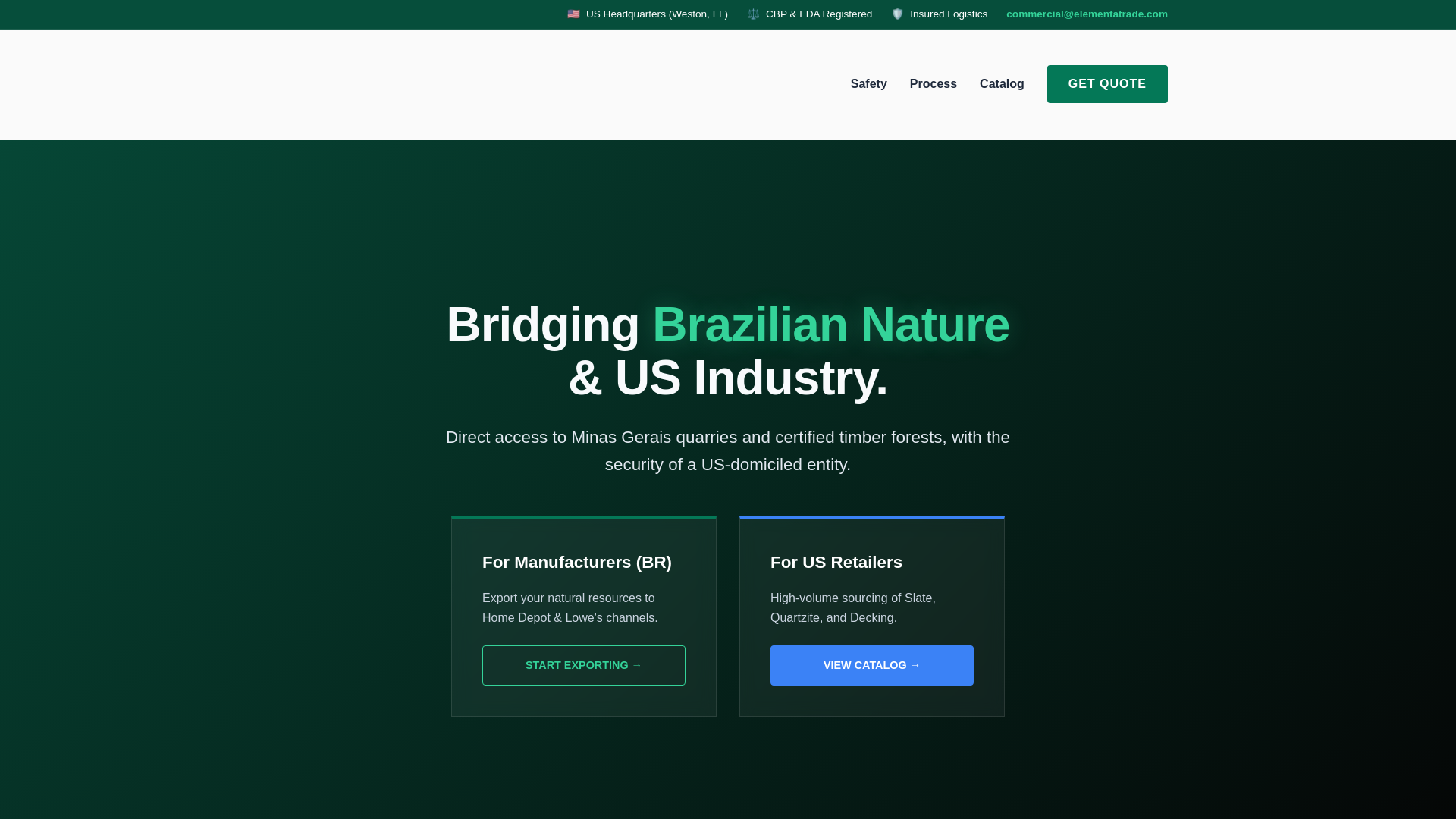 website screenshot of https://elementatrade.com
