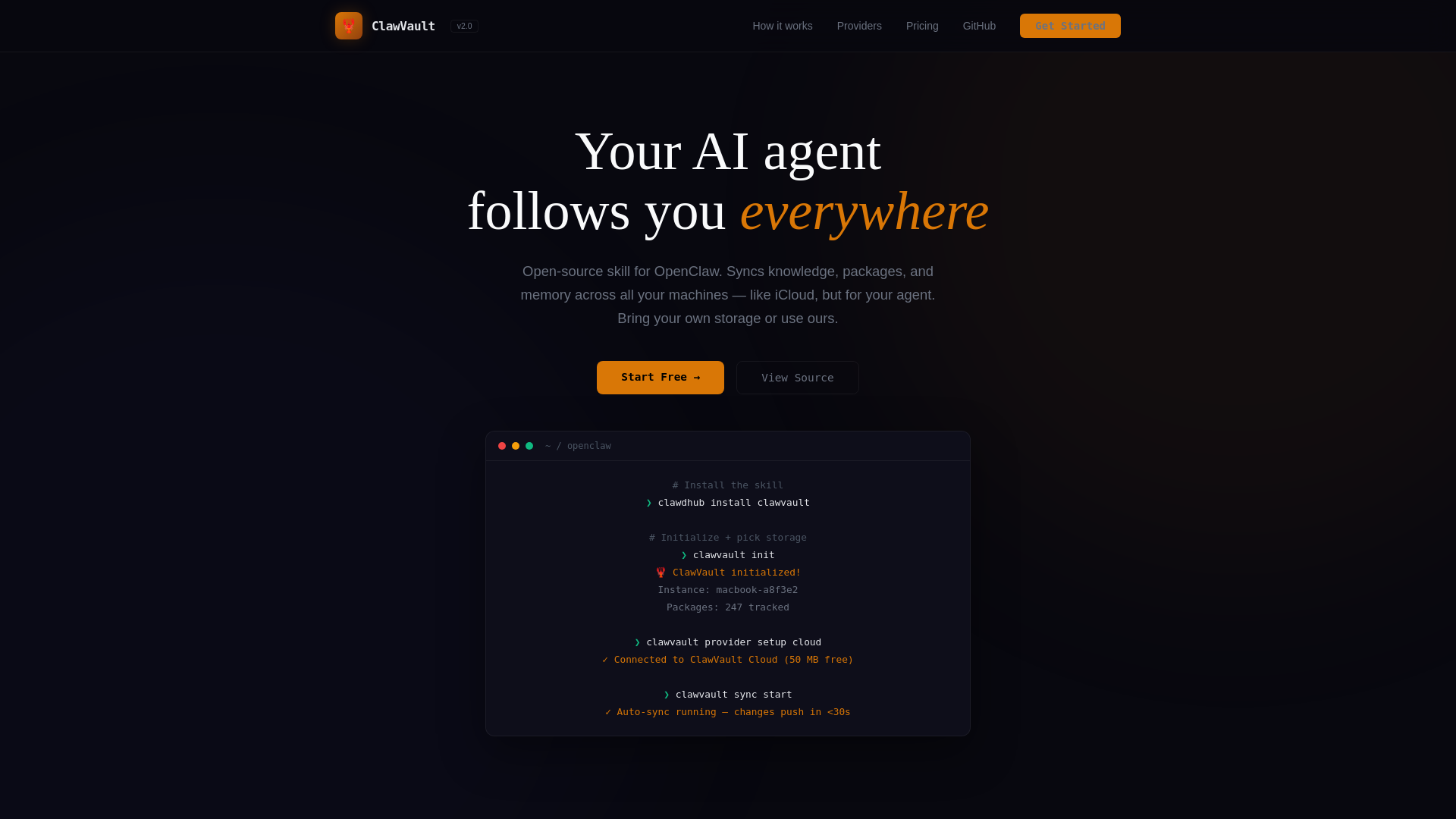 website screenshot of https://clawvault.pages.dev/