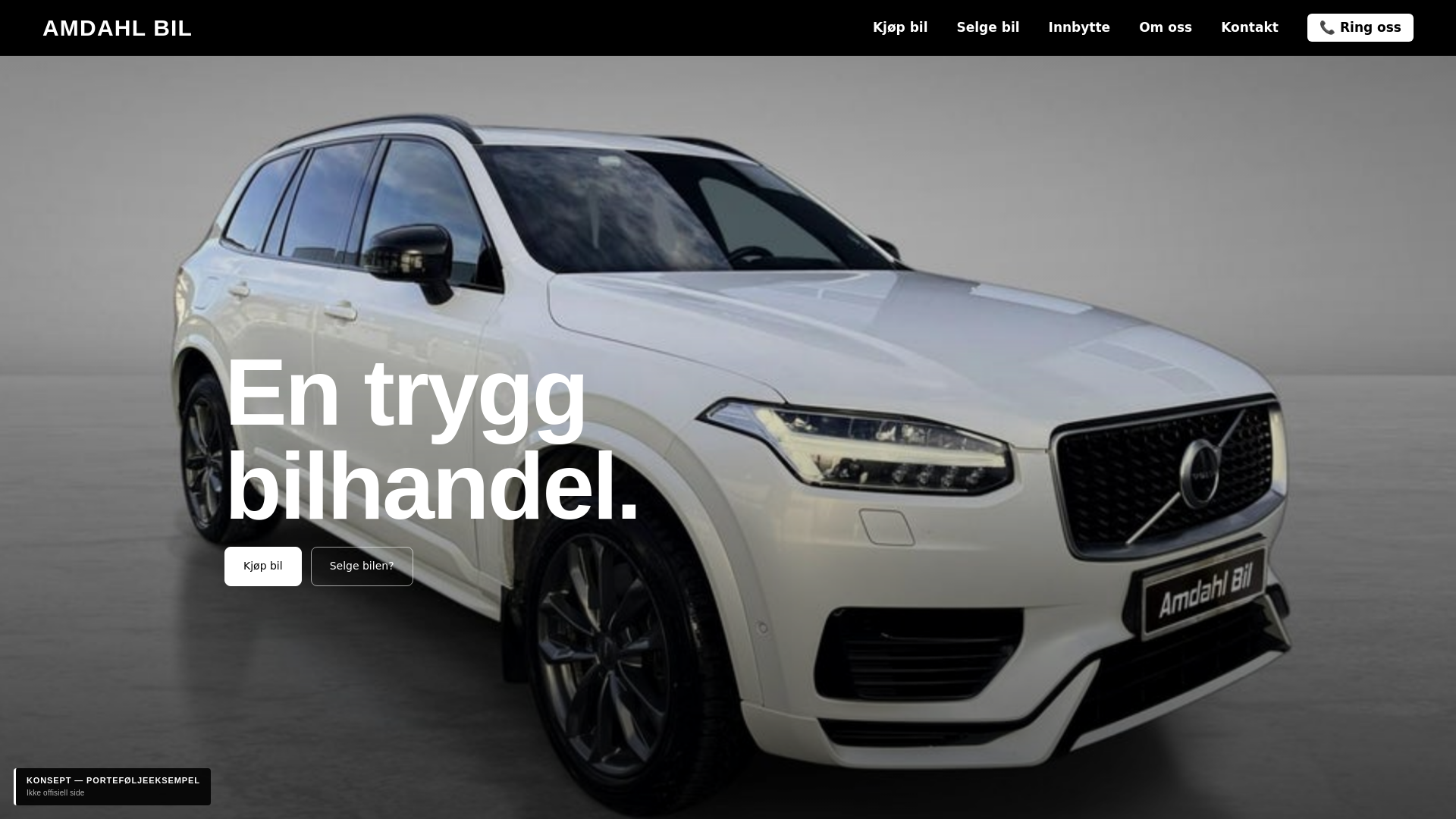 website screenshot of https://amdahl-bil-demo.pages.dev/