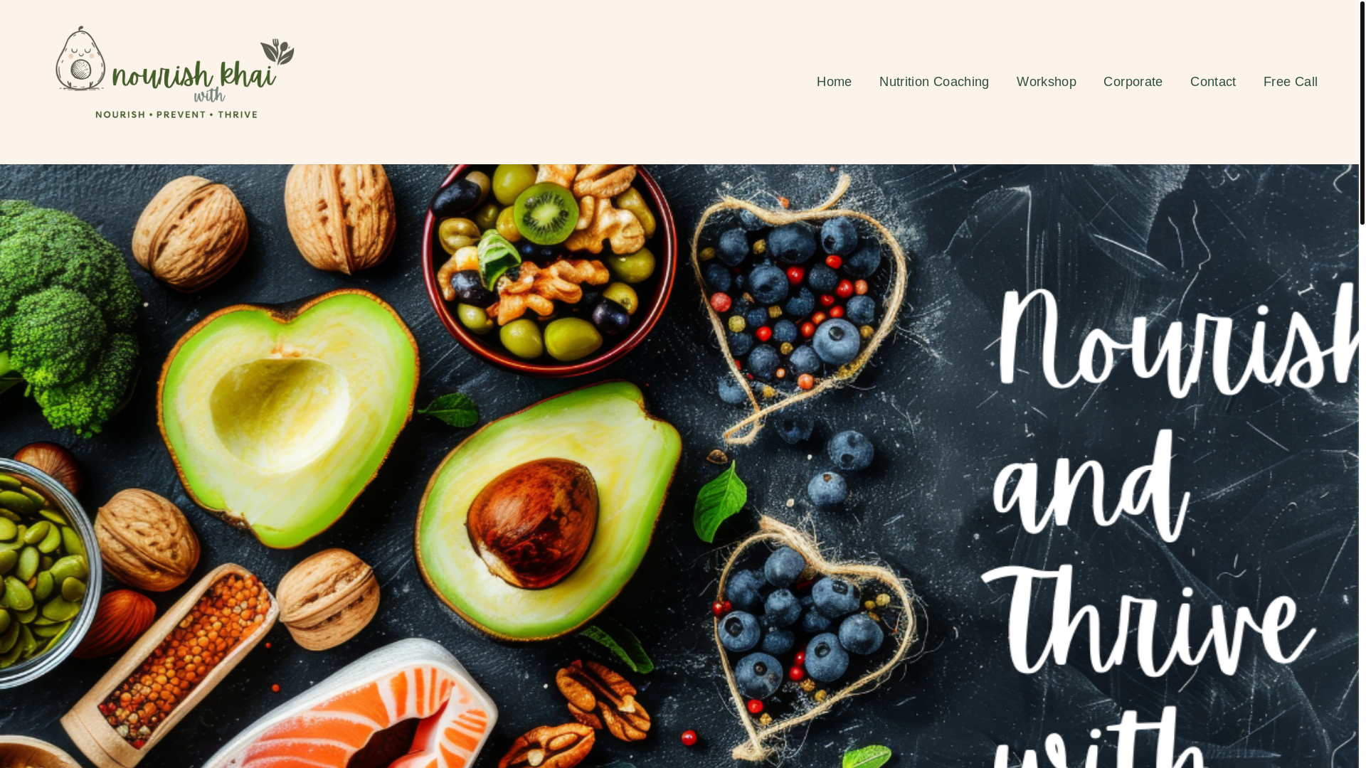 website screenshot of https://nourishwithkhai.co.nz/