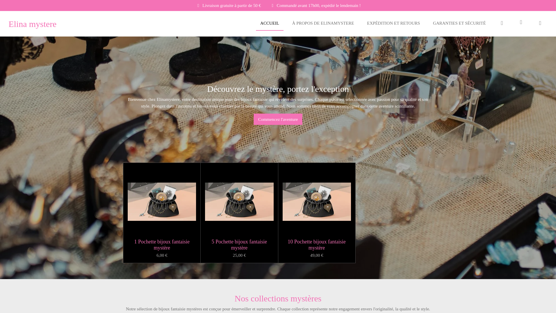 website screenshot of https://elinamystere.com/