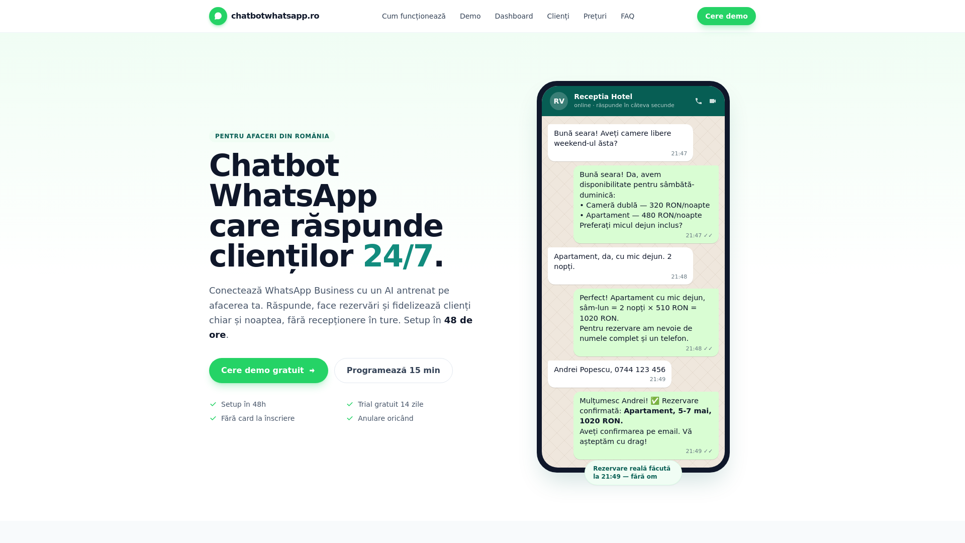 website screenshot of https://whatsappbot.ro/