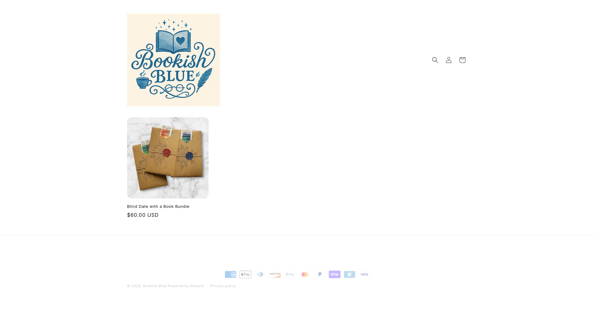website screenshot of https://bookishblue.com/