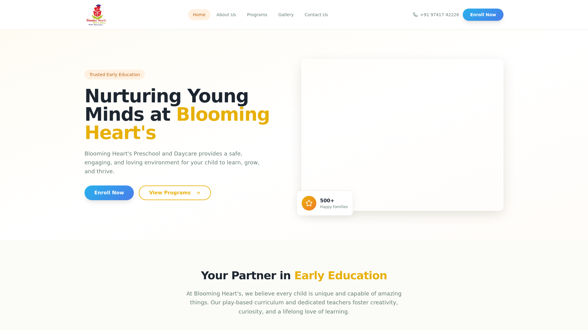 website screenshot of https://bloomingheartspreschool.com/