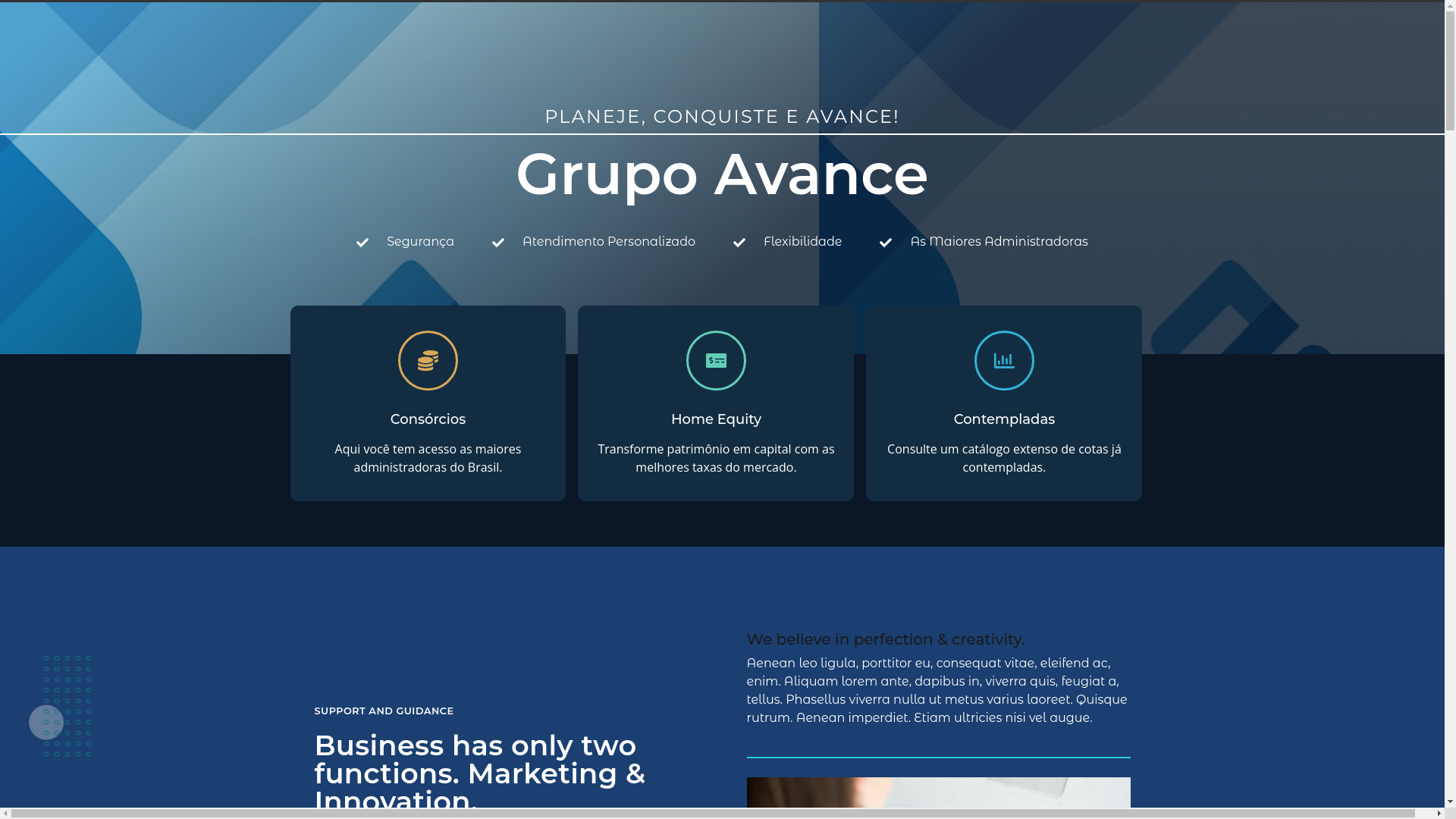 website screenshot of https://avancecomconsorcio.com.br/