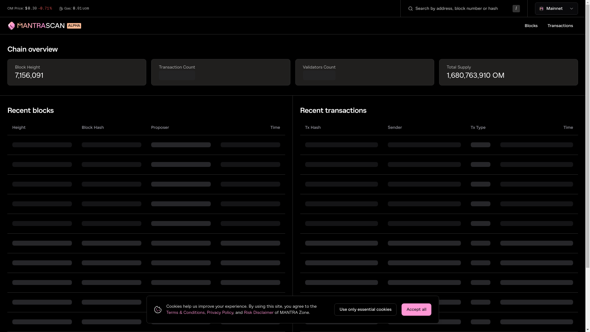 website screenshot of https://mantrascan.pages.dev/