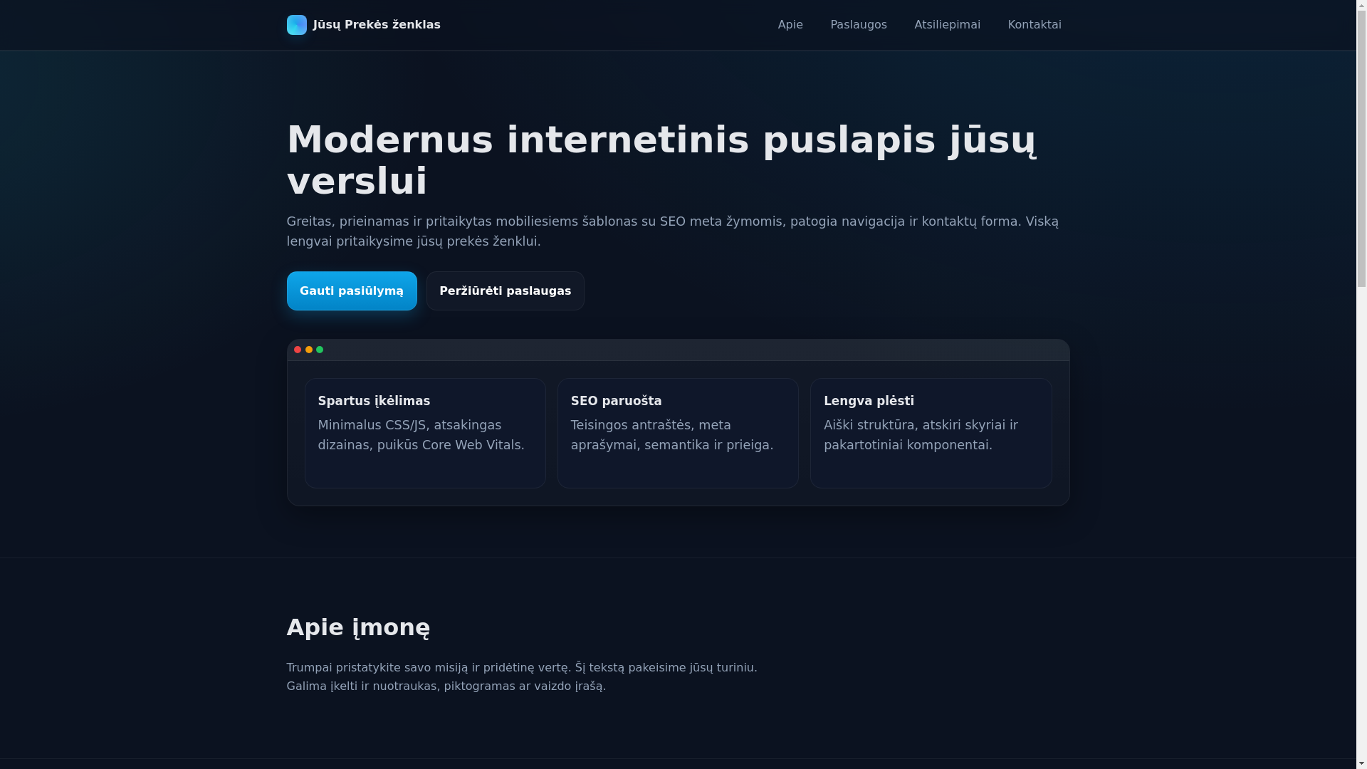 website screenshot of https://optimalusverslas.lt/