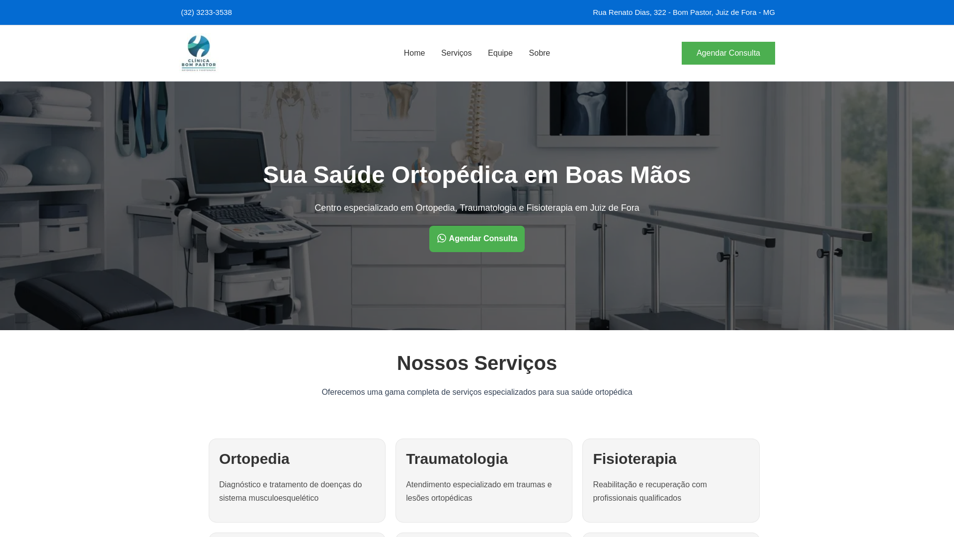 website screenshot of https://centroortopedicojf.com.br/