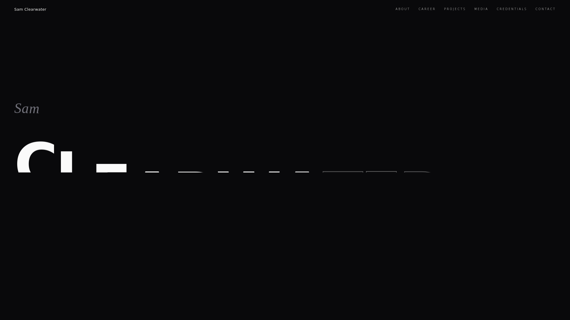 website screenshot of https://samclearwater.io/