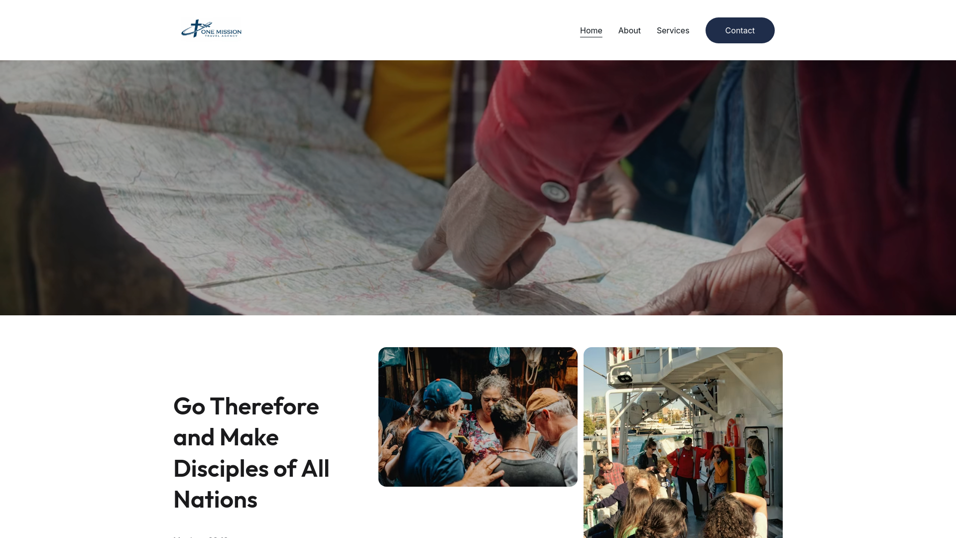 website screenshot of https://onemissiontravel.com/