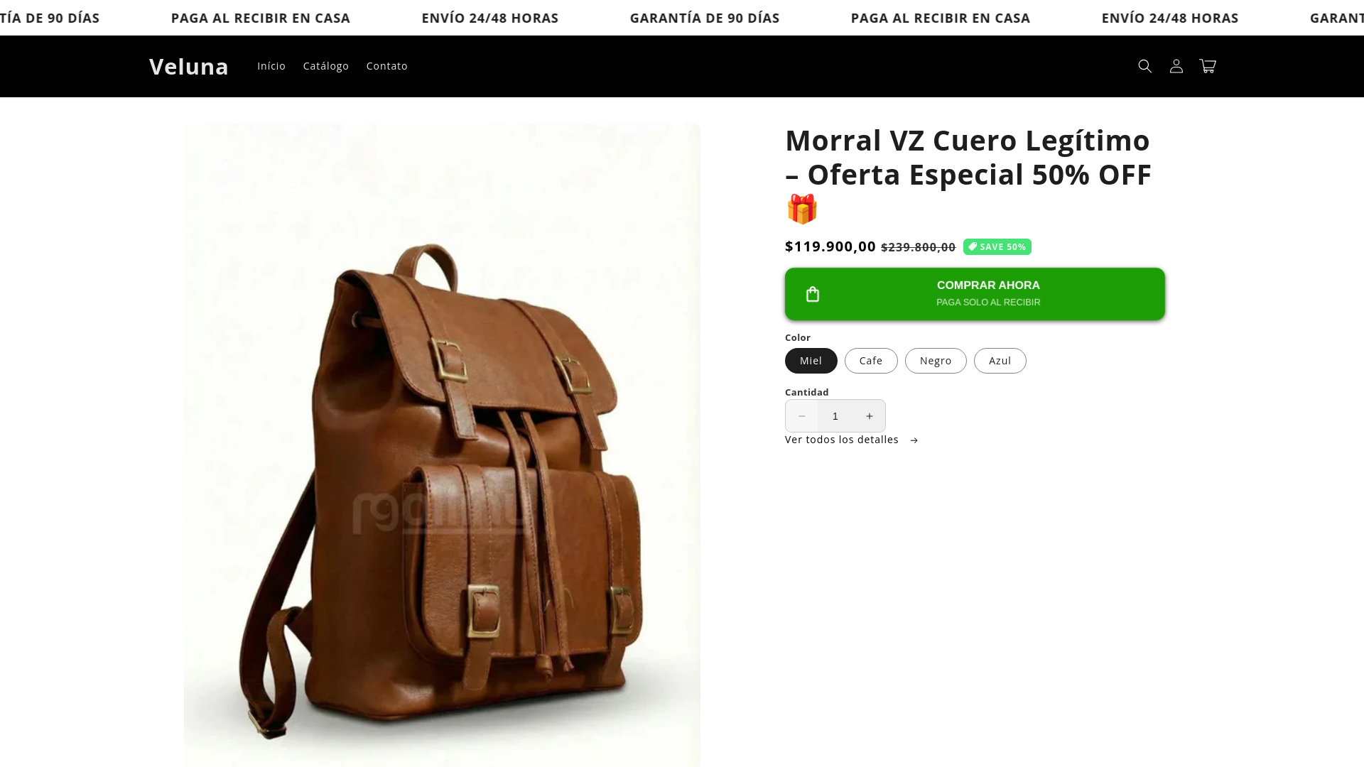 website screenshot of https://tiendaveluna.shop/