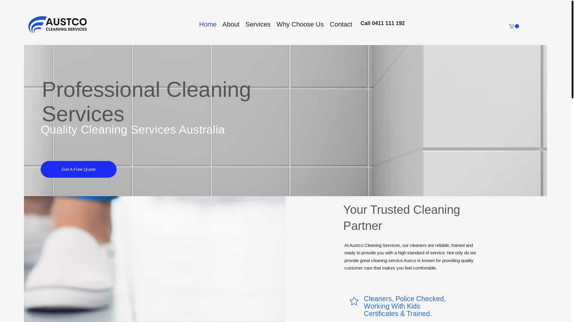 website screenshot of https://austcocleaning.com.au/