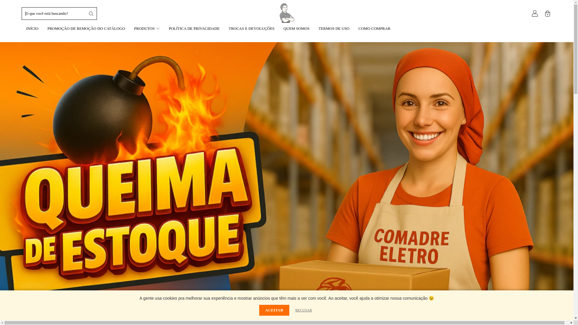 website screenshot of https://comadreeletrodomestico.com.br/