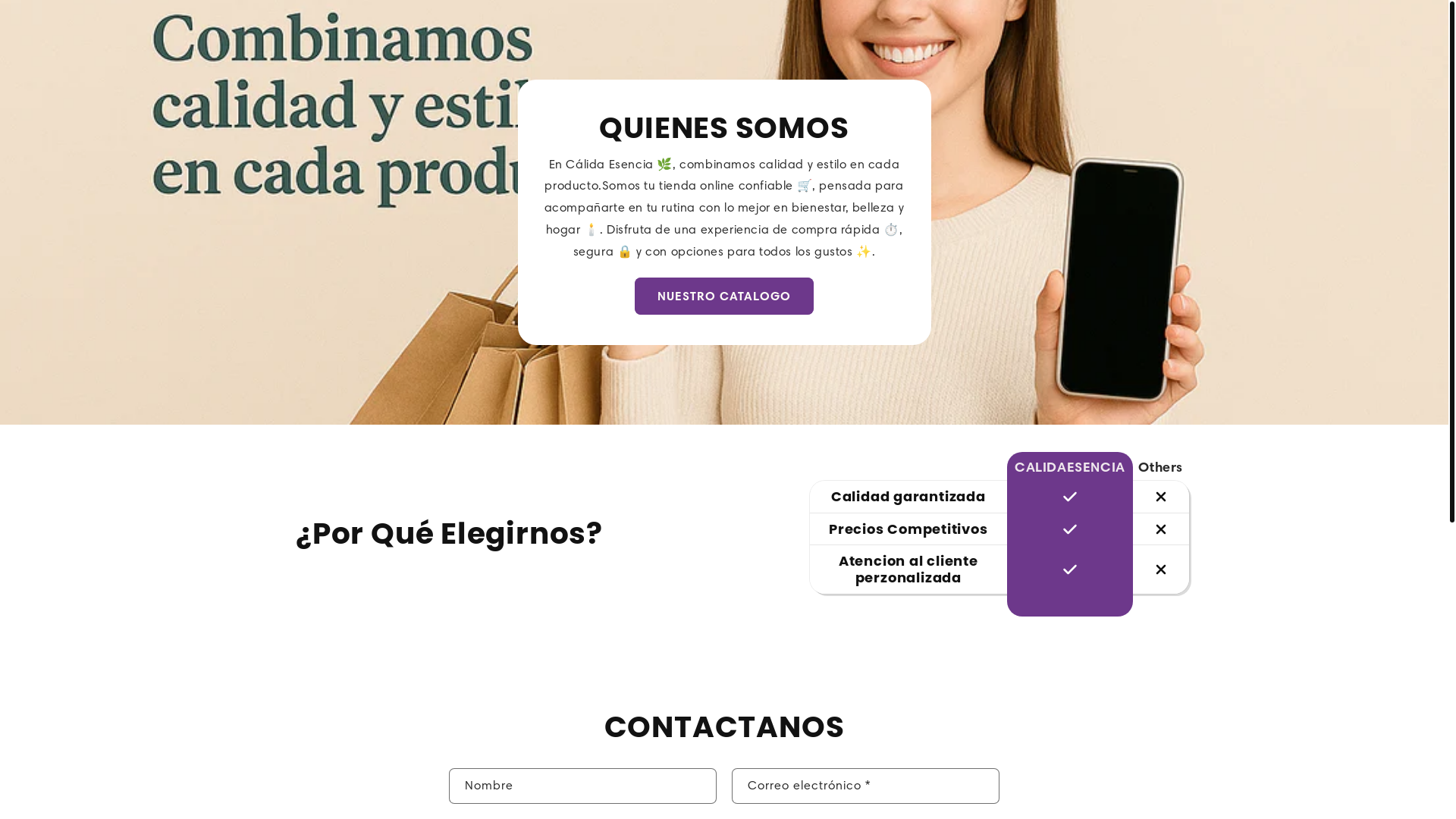 website screenshot of https://calidaesencia.online/