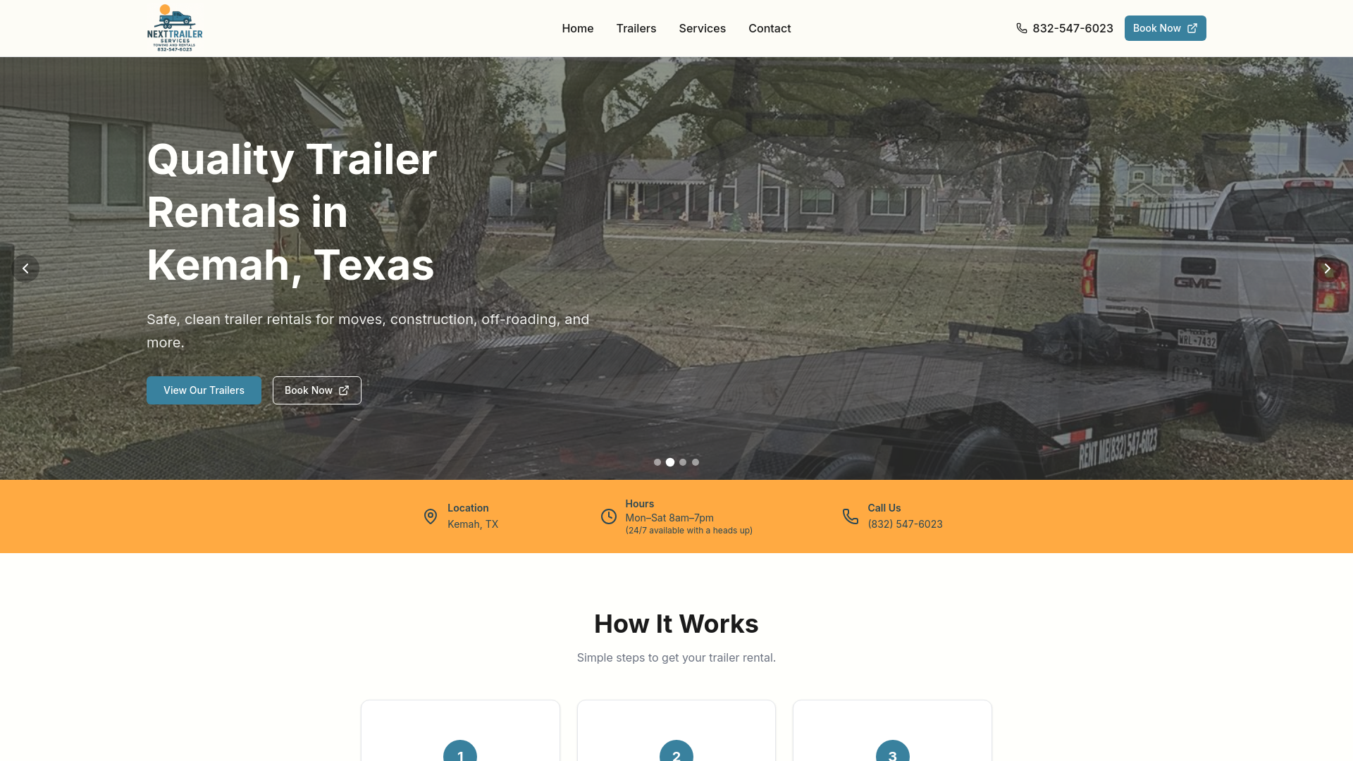 website screenshot of https://nexttrailerservices.com