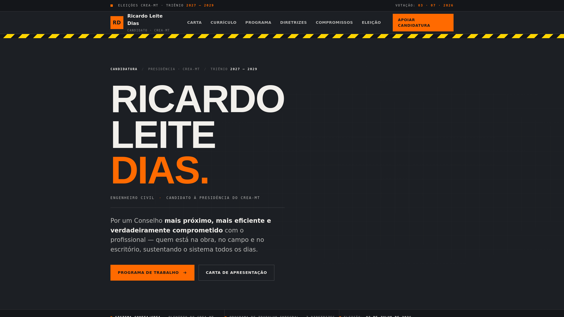 website screenshot of https://ricardodiascrea.com.br/