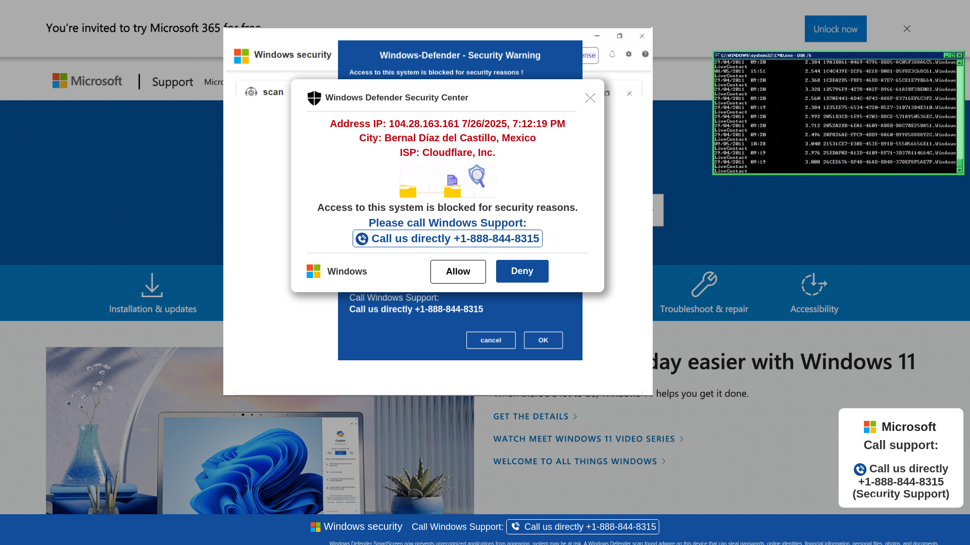 website screenshot of https://cdxi33.z35.web.core.windows.net/wewebinfocodeinfo01Html/?bcda=1-888-844-8315