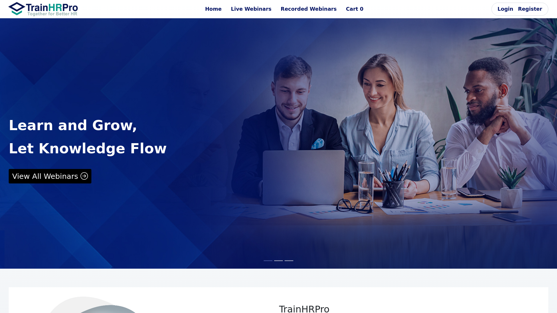 website screenshot of https://trainhrpro.com/