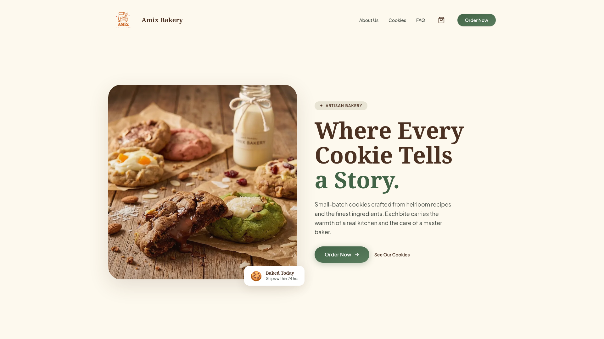 website screenshot of https://amixbakeryco.com/