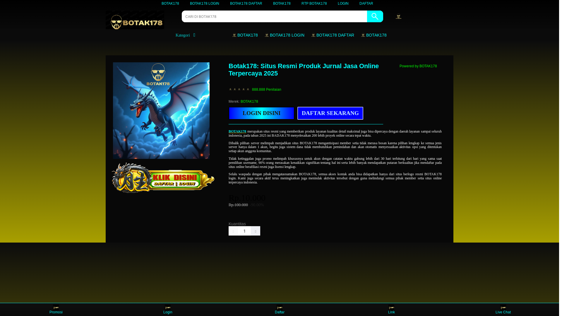 website screenshot of https://botak178.net/