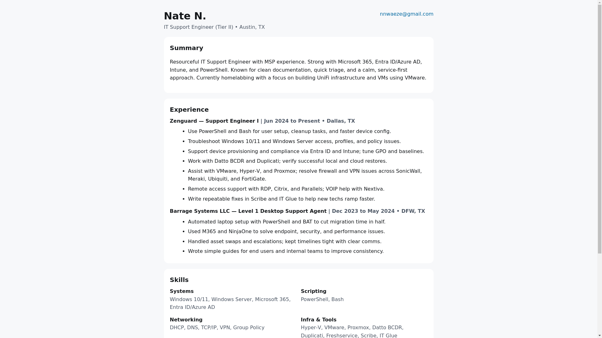 website screenshot of https://resume-nate.pages.dev/