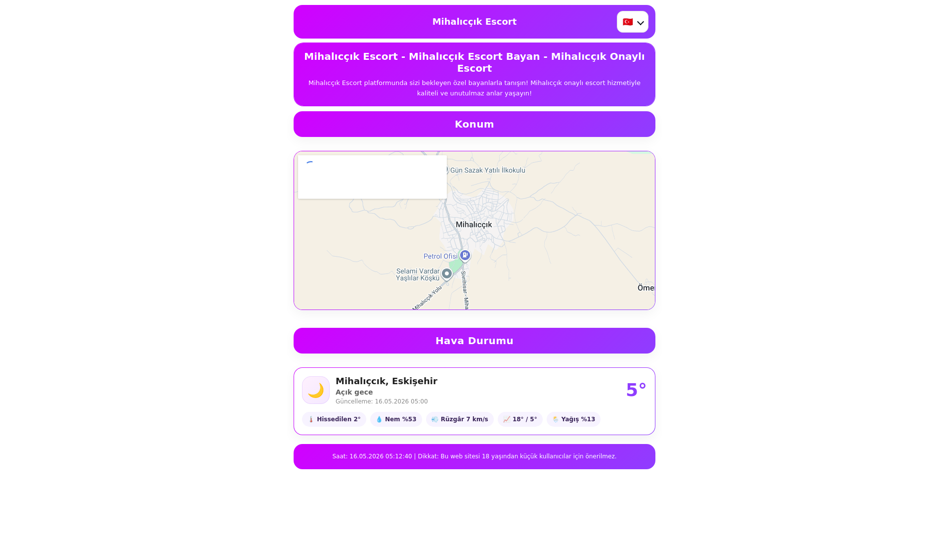 website screenshot of https://mihaliccikescort.xyz/