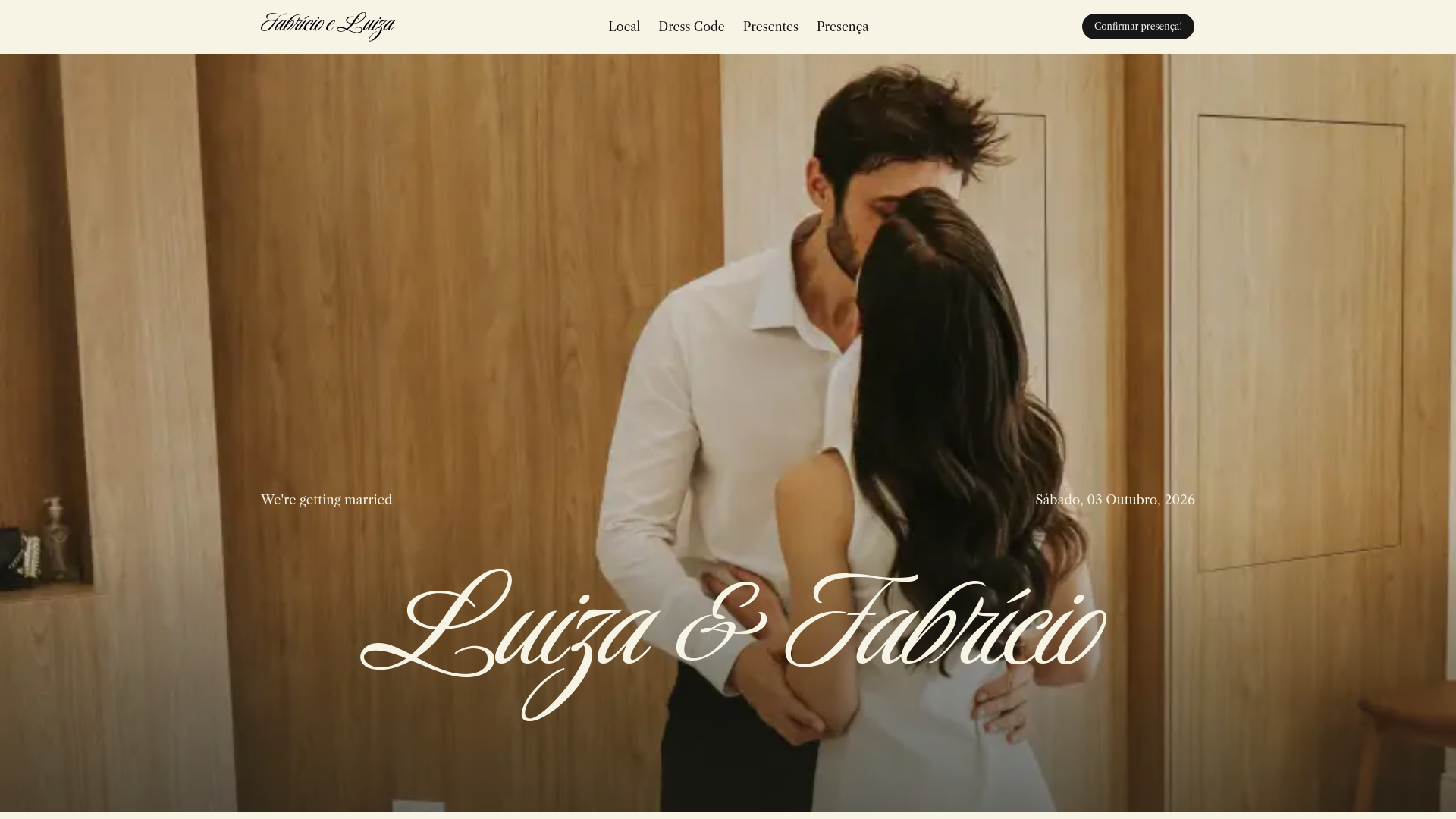 website screenshot of https://fabricioeluiza.com.br/
