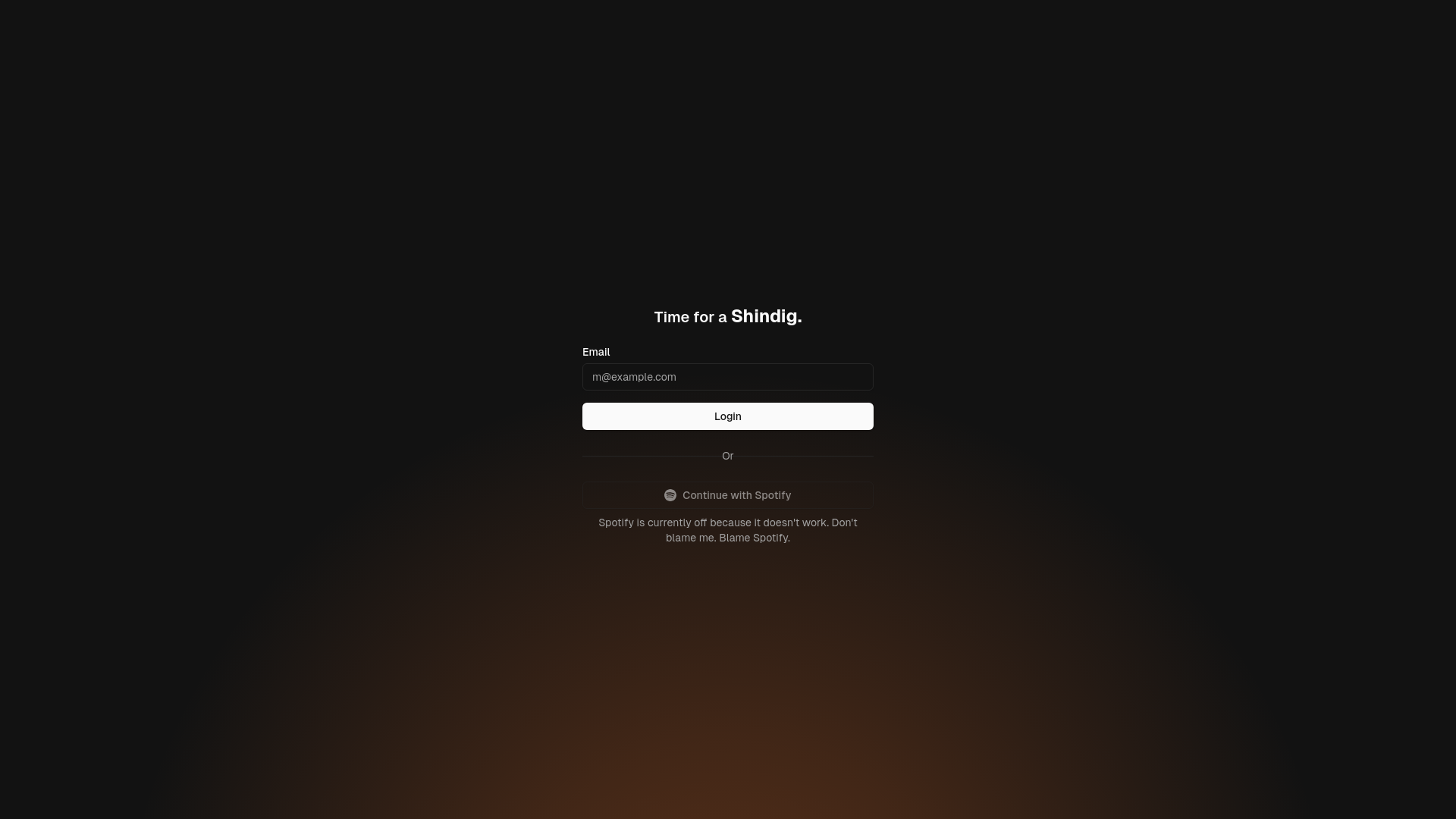 website screenshot of https://shindig.be/