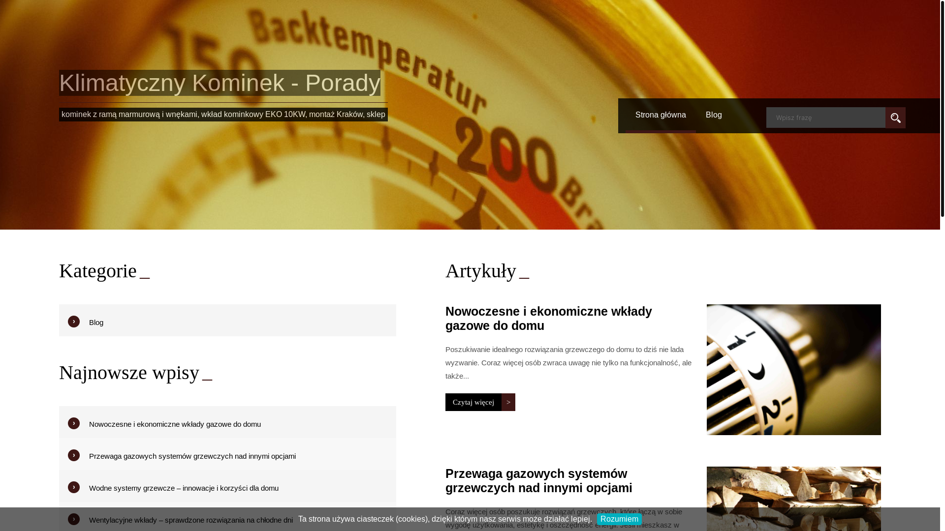 website screenshot of https://klimatycznykominek.ovh/