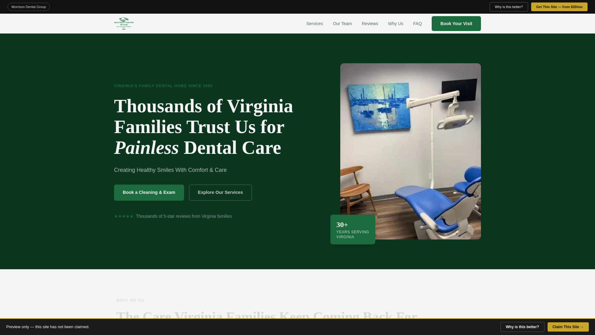 website screenshot of https://freshfacing-morrisondentalgroup.pages.dev/