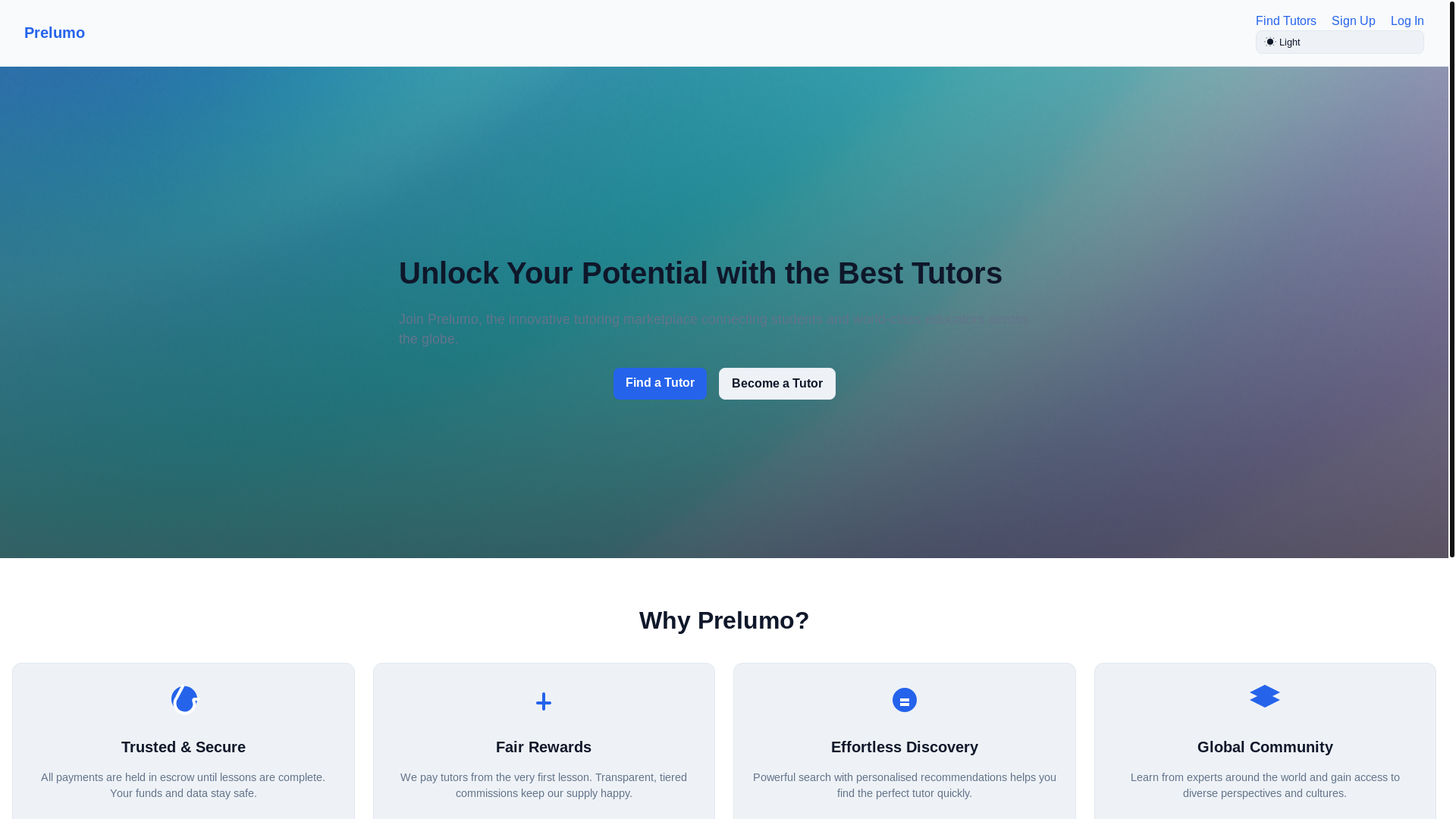 website screenshot of https://prelumo.pages.dev/