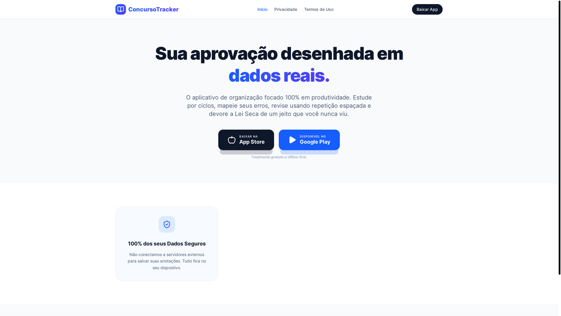 website screenshot of https://concursotracker.com.br/