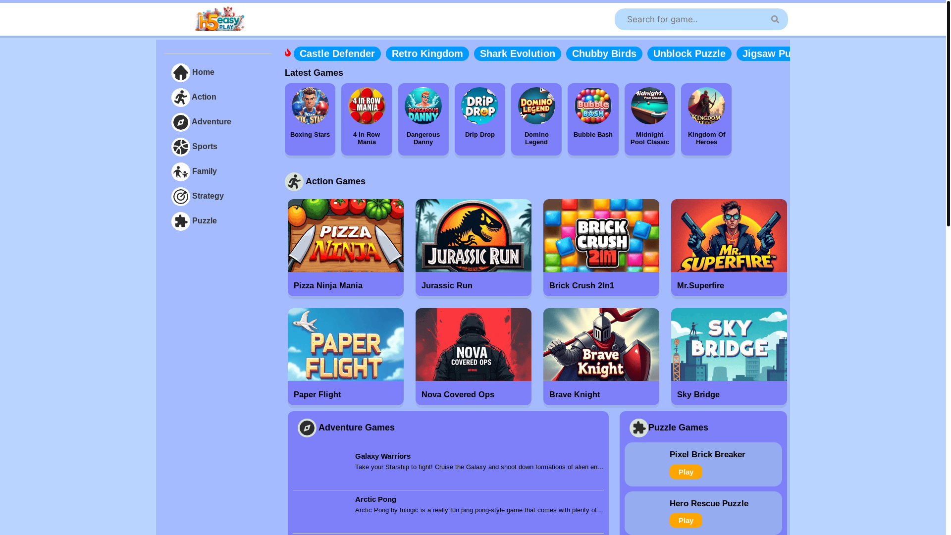 website screenshot of https://h5easyplay.top/